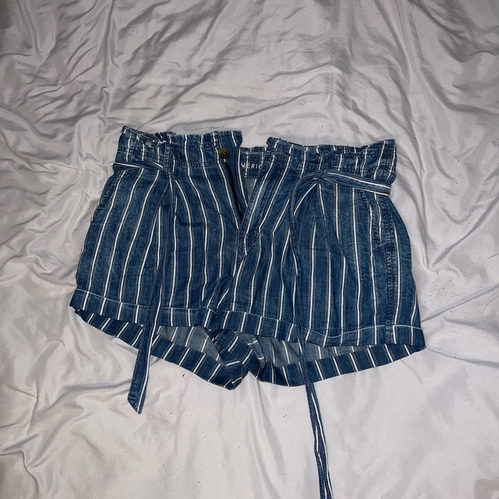Blue and white stripped shorts